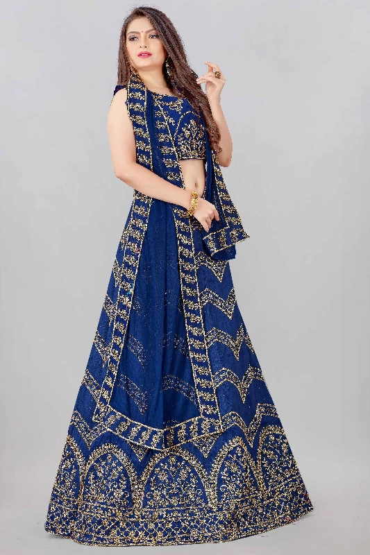 Designer Wedding Wear Heavy Net Lehenga Choli,  Royal Blue-3.webp